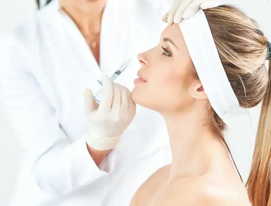 Women getting a cosmetic dermatology injection